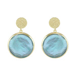 blue topaz circle drop earrings 