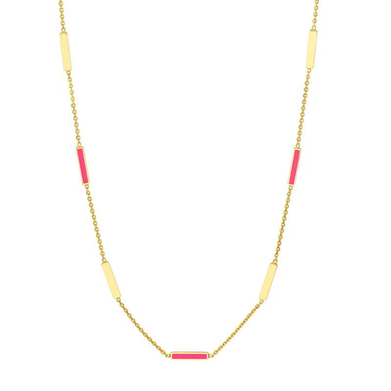 pink enamel bar necklace