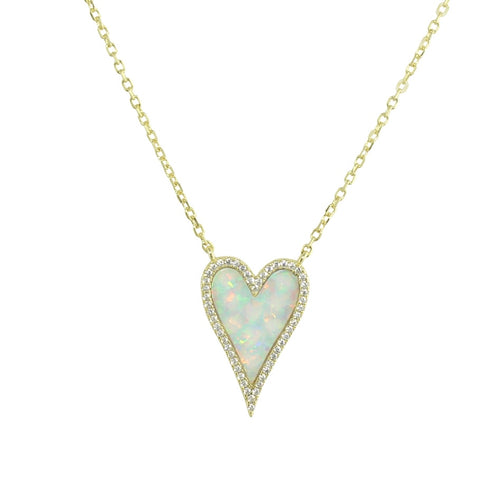 elongated mother of pearl heart necklace 