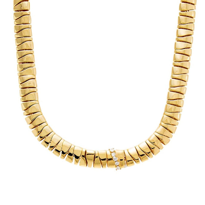 CHUNKY  PAVE ACCENTED SNAKE LINK NECKLAC E