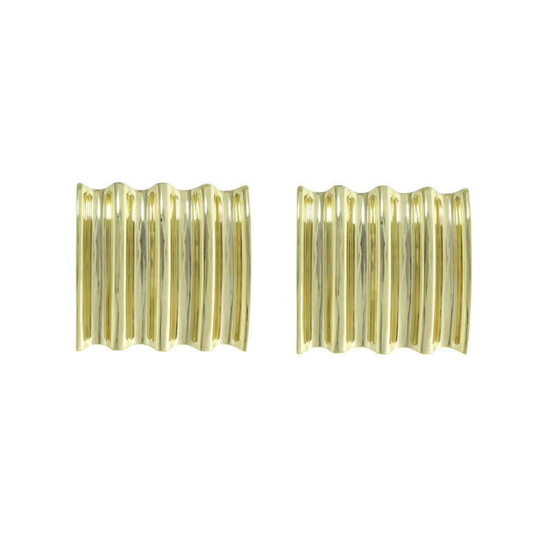 LARGE FLUTED SQUARE STUD EARRINGS