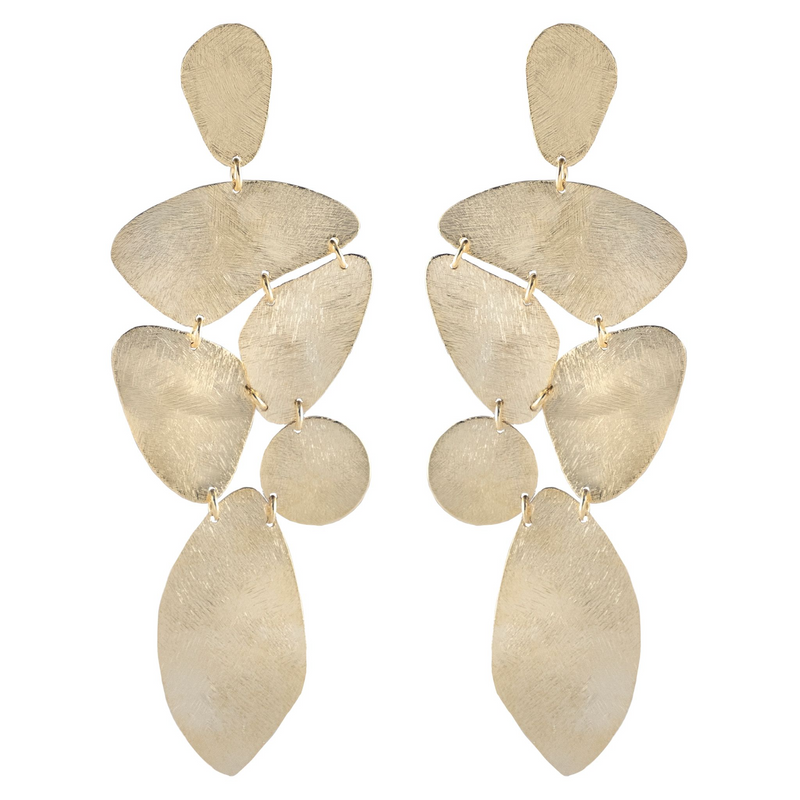 gold disc chandelier earrings