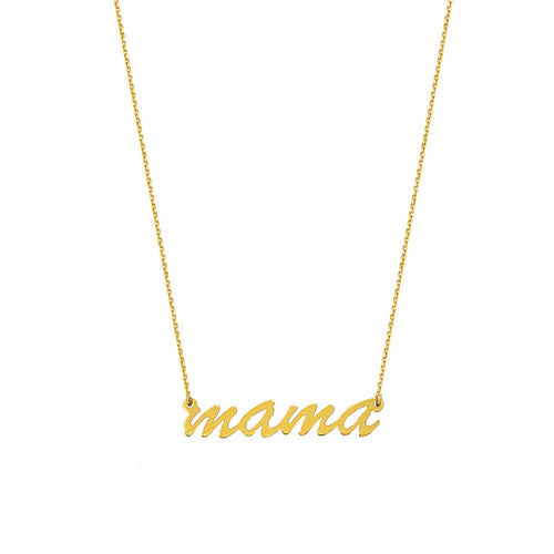 gold script nameplate necklace
