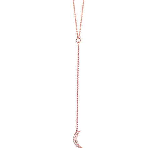 rose gold moon lariat necklace
