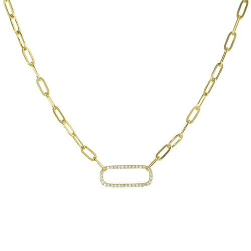 CZ rectangle link necklace