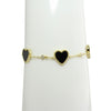 Black enamel heart station bracelet