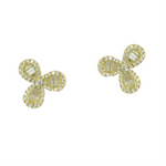 Gold, baguette flower earrings