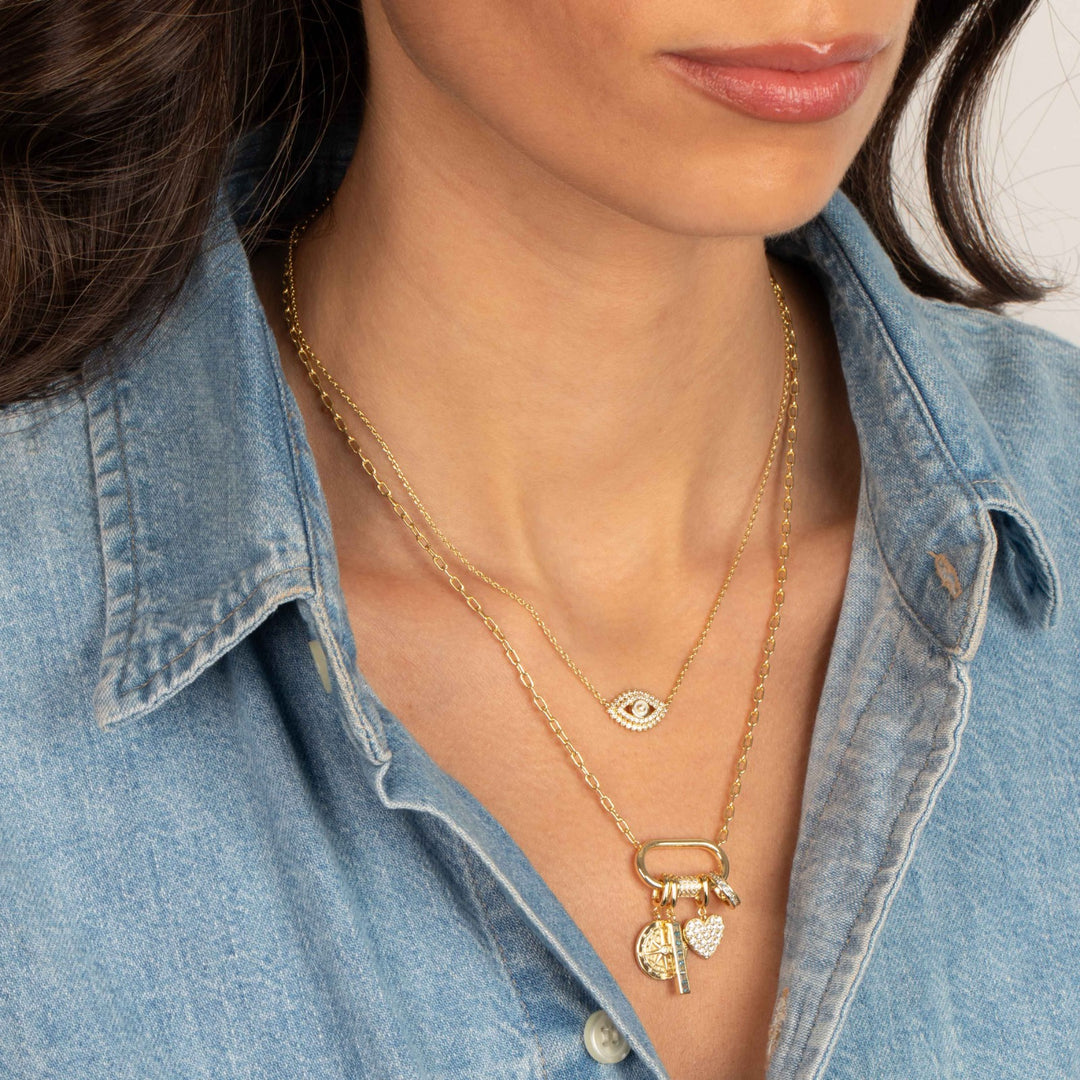 MULTI CHARMS LOCK NECKLACE