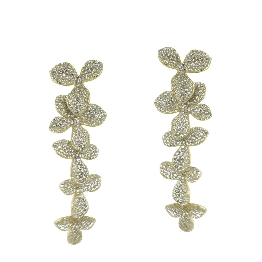 LONG PAVÈ FLOWER DROP EARRINGS