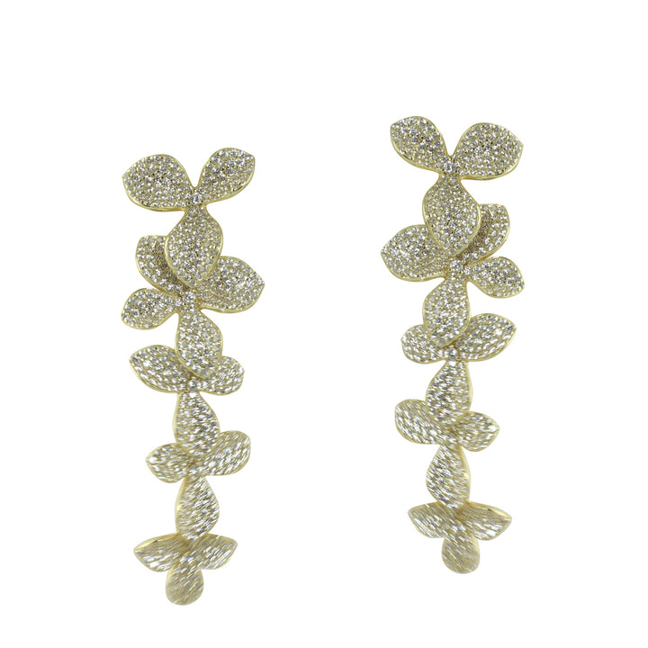 LONG PAVÈ FLOWER DROP EARRINGS