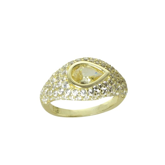 PAVÈ PEAR PINKY SIGNET RING