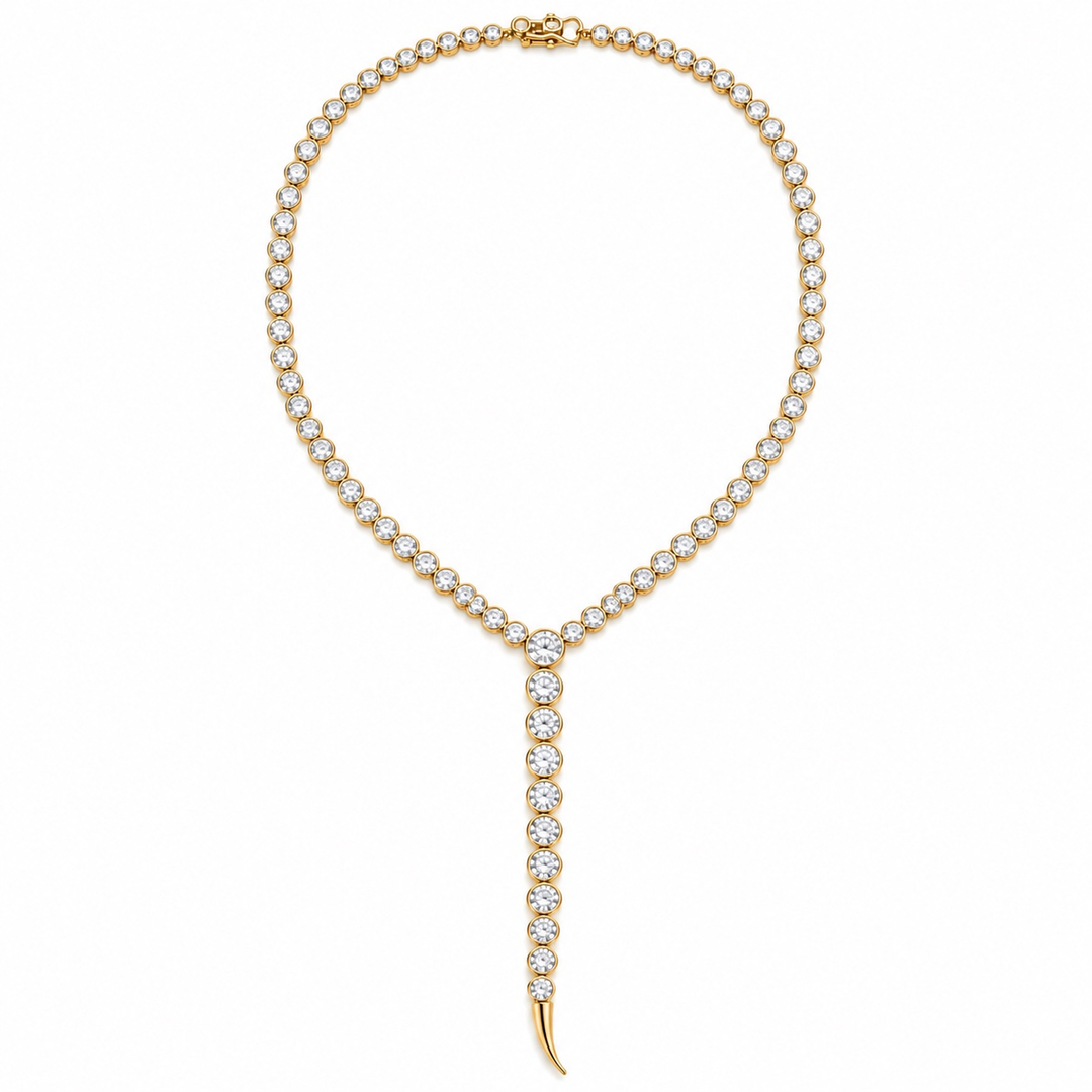 BEZEL TENNIS Y LARIAT NECKLACE