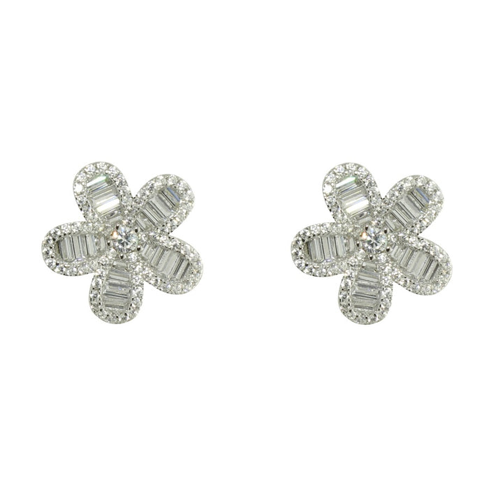 BAGUETTE FLOWER STUD EARRINGS