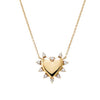 14 K gold heart necklace with diamond detailed border