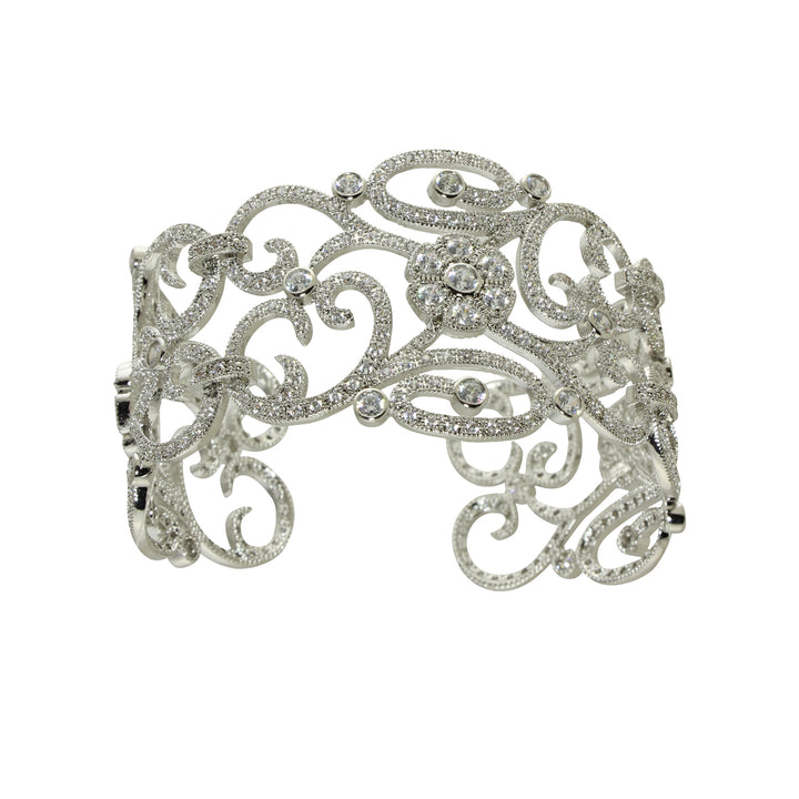 CZ FLORAL FILIGREE CUFF BRACELET