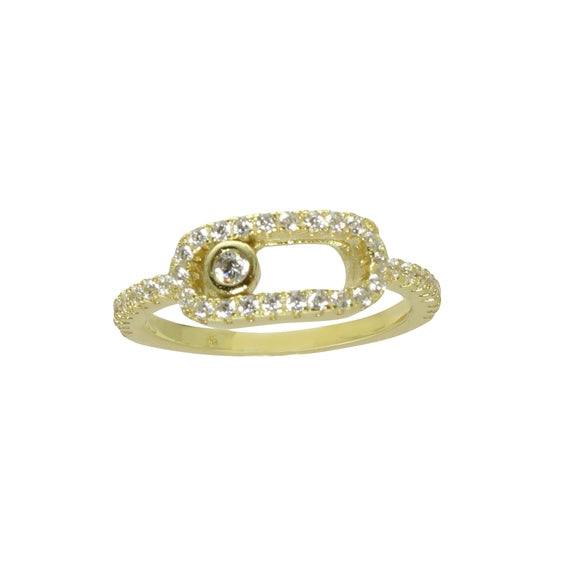 PAVÈ SAFETY PIN PINKY RING