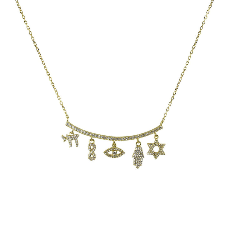 STAR OF DAVID CHARMS BAR NECKLACE