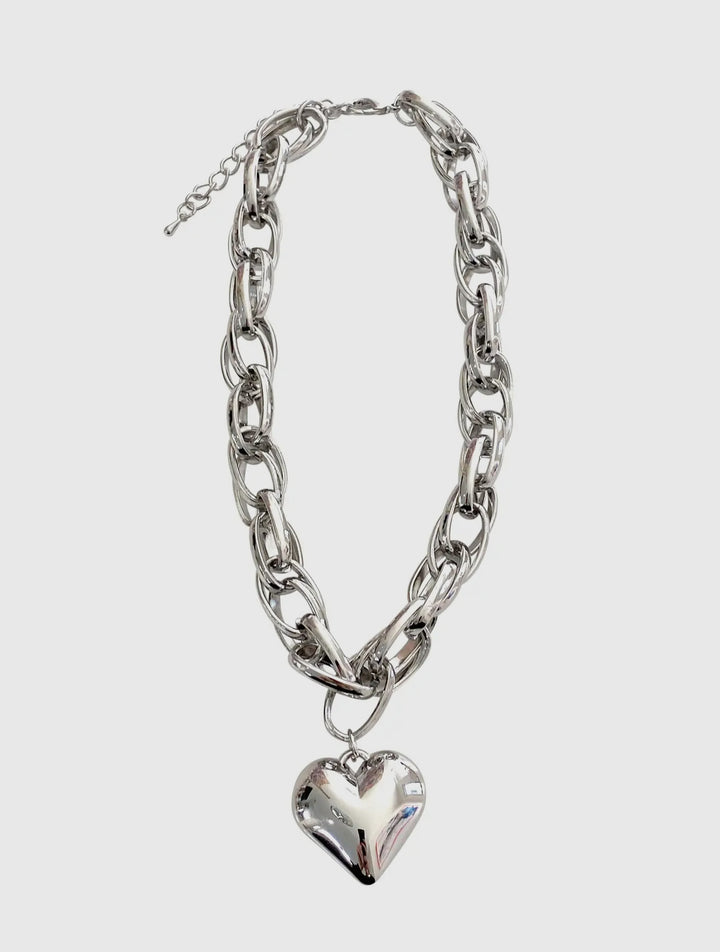 PUFFY HEART BIG LINK NECKLACE