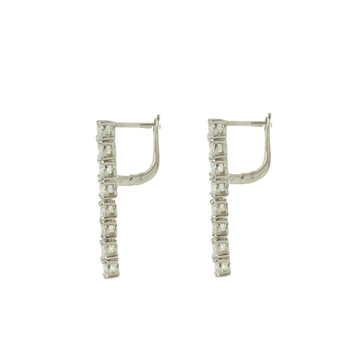 DIAMOND CZ LINEAR DROP EARRINGS.