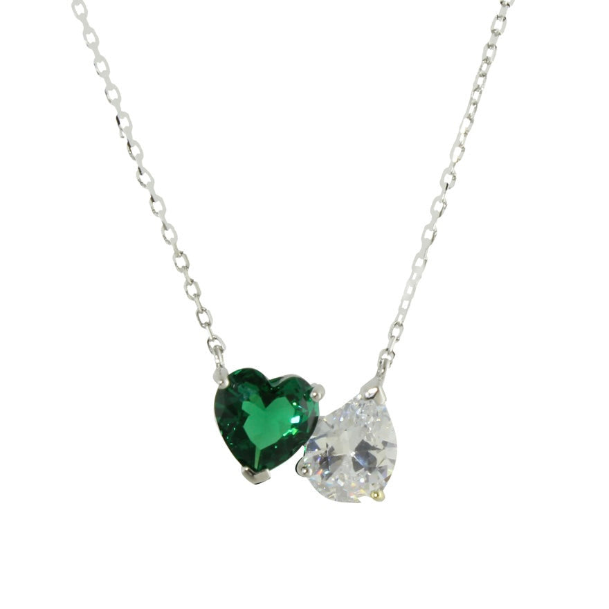 Green two stone necklace