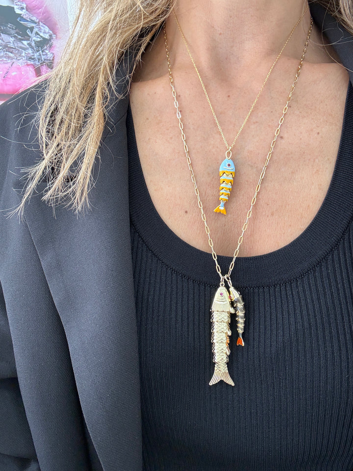 SINGLE ENAMEL FISH NECKLACE