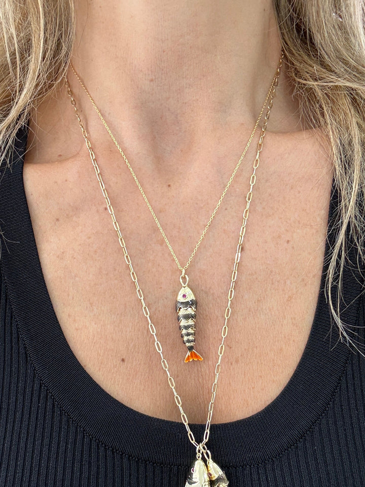 SINGLE ENAMEL FISH NECKLACE