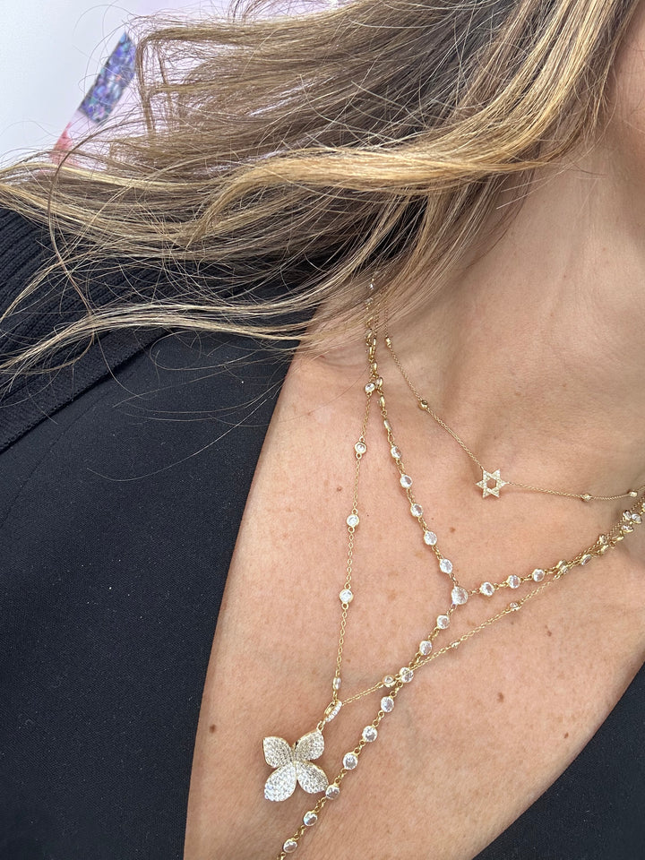 14K DIAMOND STAR OF DAVID ON DIAMOND CHAIN