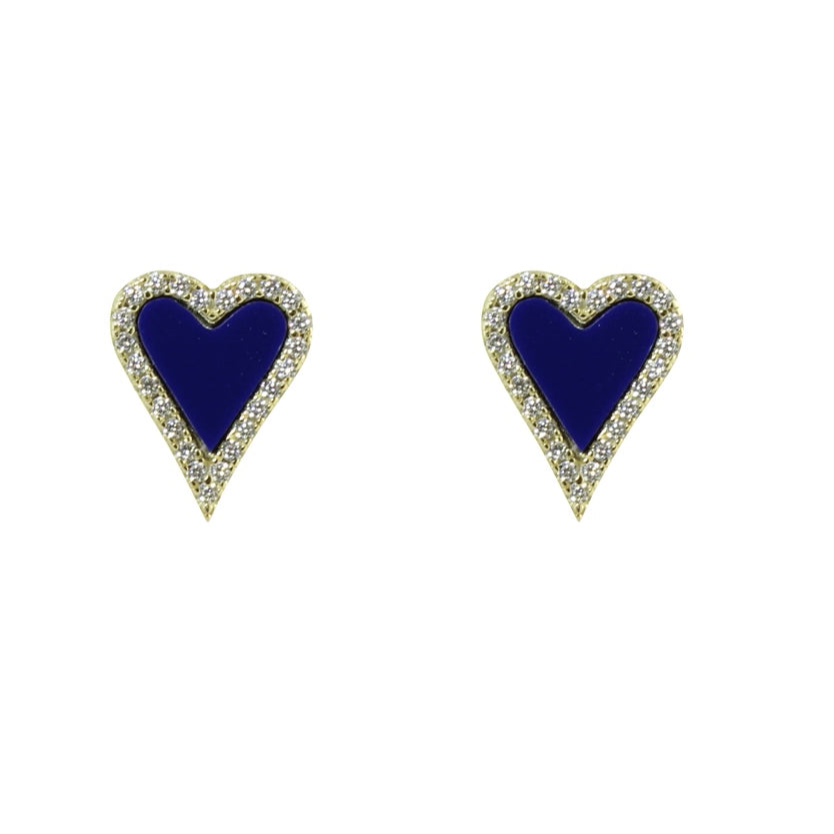 ENAMEL ELONGATED HEART EARRINGS