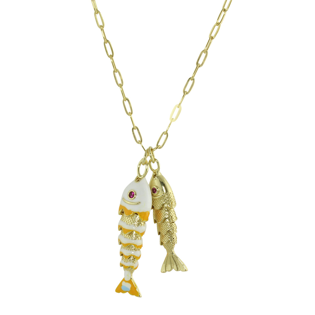 DOUBLE FISH LINK NECKLACE