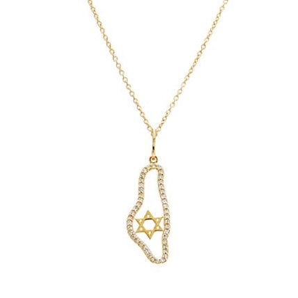 diamond israel map necklace