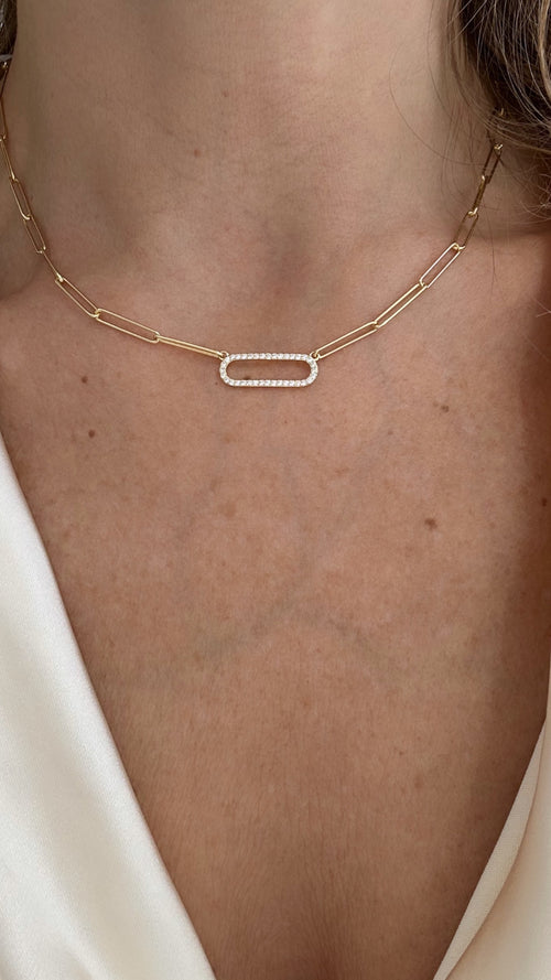 MINI CZ RECTANGLE LINK NECKLACE