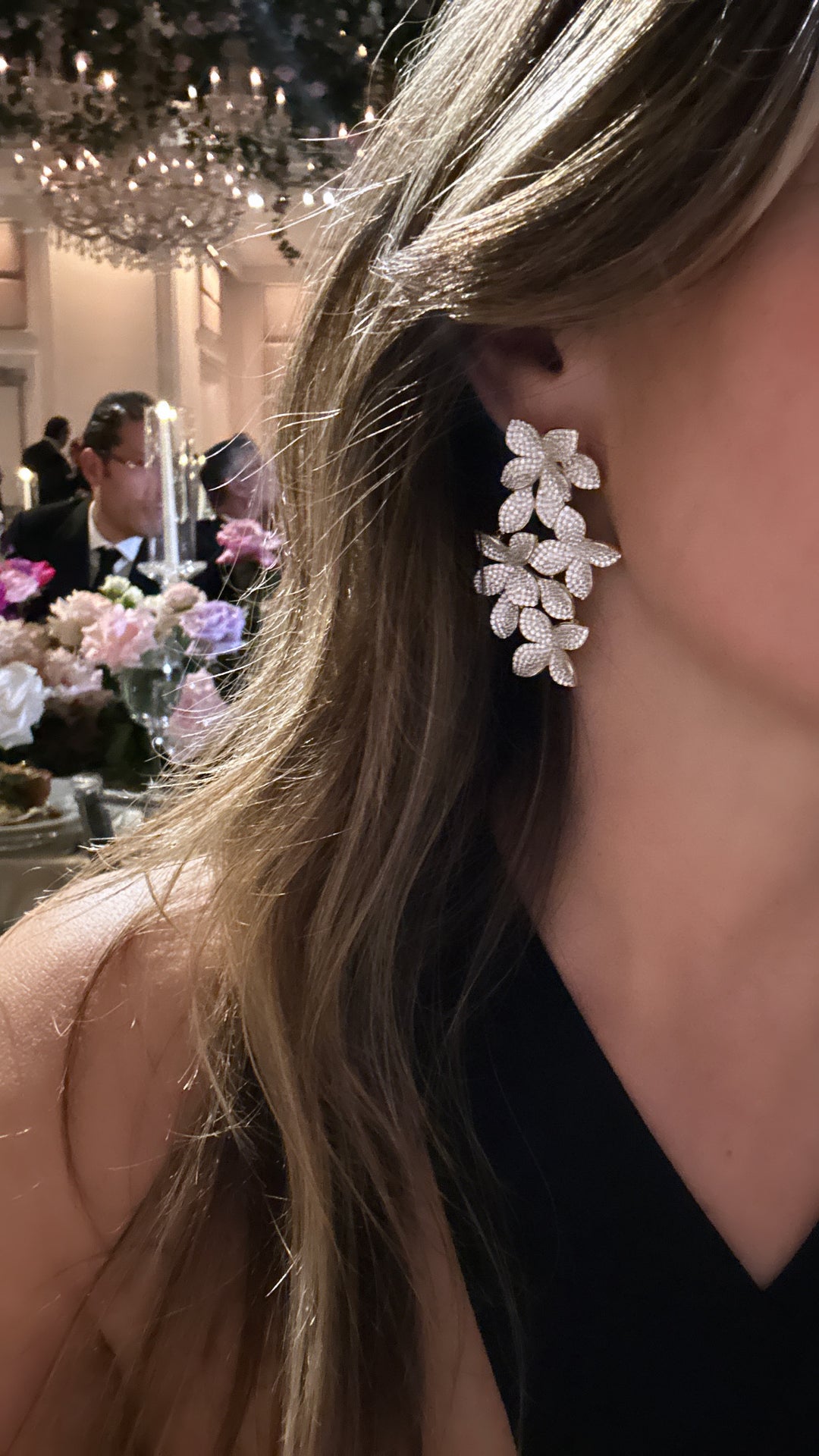 LARGE FLOWER DROP EARRINGS