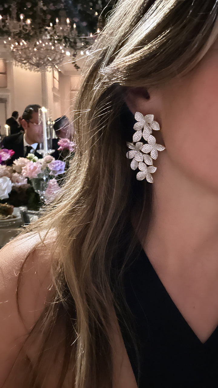 LARGE FLOWER DROP EARRINGS
