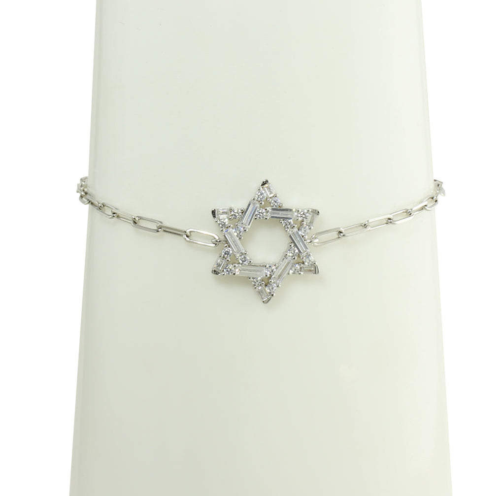 Silver star of David Link bracelet