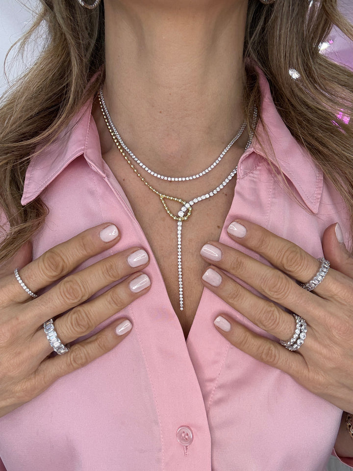 TWO TONE TENNIS Y LARIAT NECKLACE
