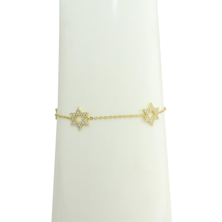 Gold triple star of David bracelet