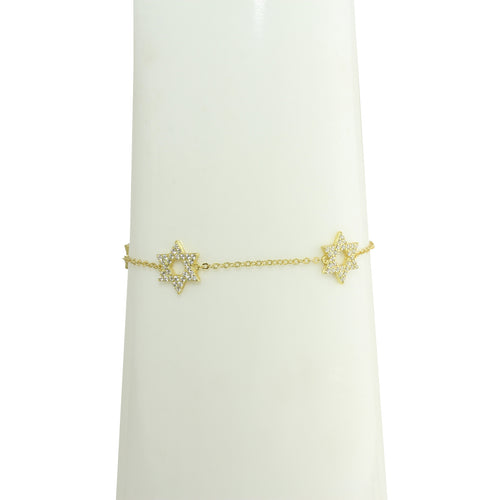 Gold triple star of David bracelet