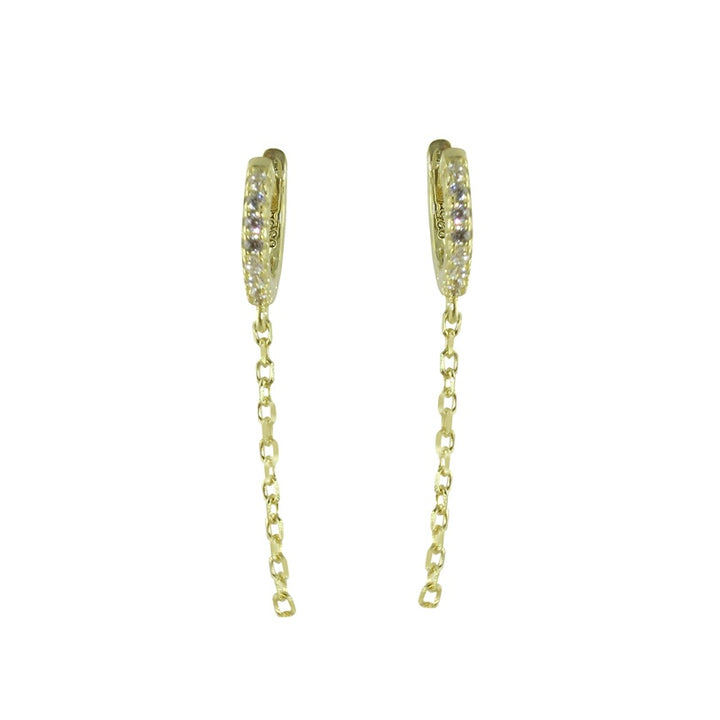 DOUBLE PIERCING CHAIN HUGGIE EARRINGS