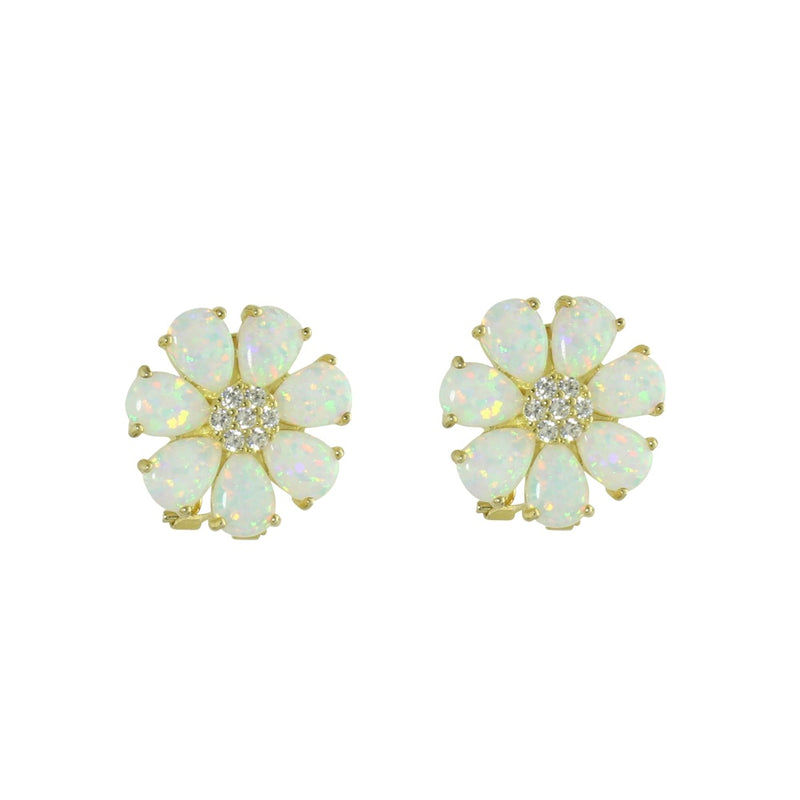 Iridescent opal flower earrings