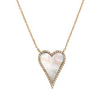 14k elongated mother of pearl heart necklace