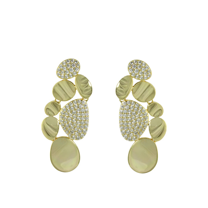 GOLD PEBBLE PAVÈ DROP EARRINGS