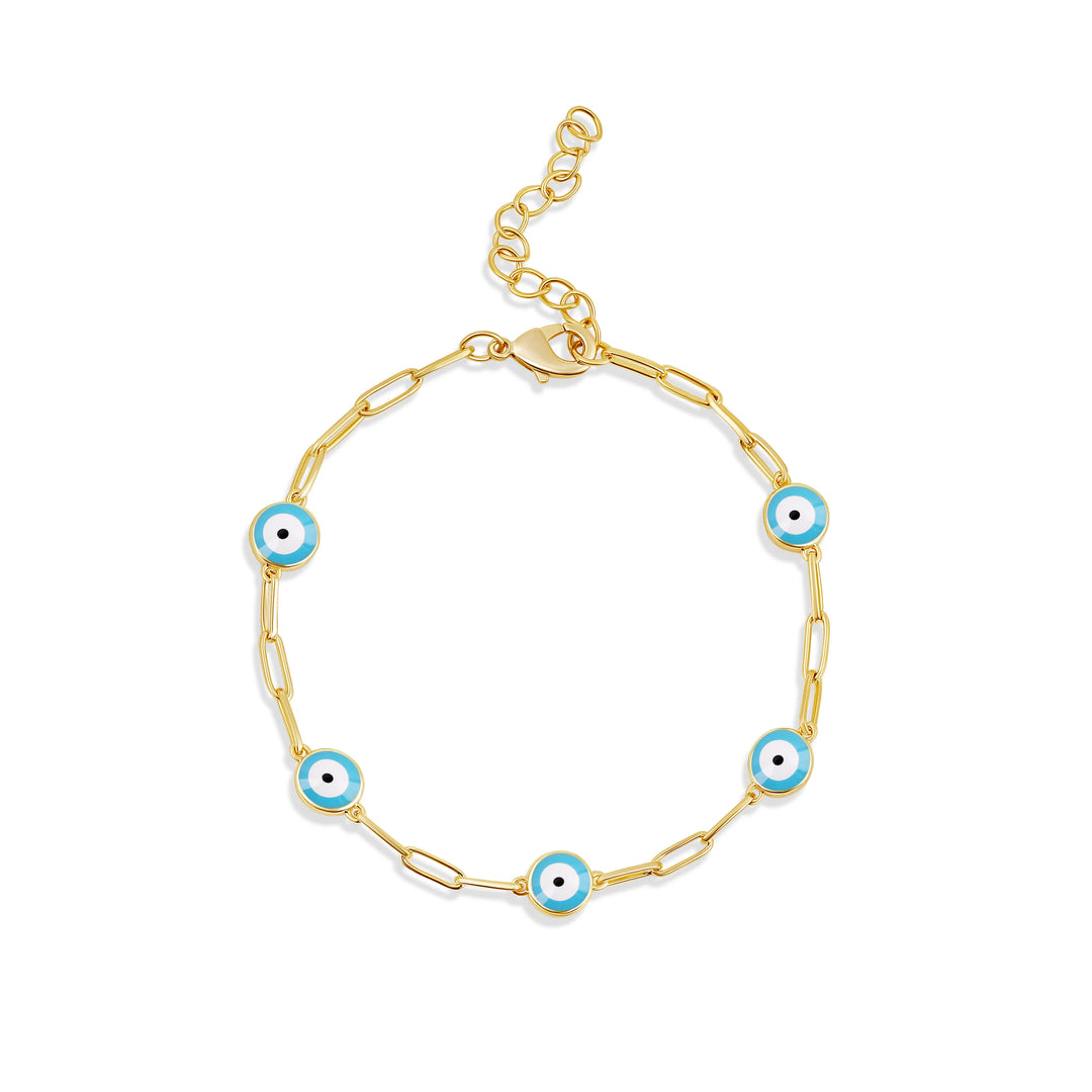 COLOR EVIL EYE PAPERCLIP BRACELET