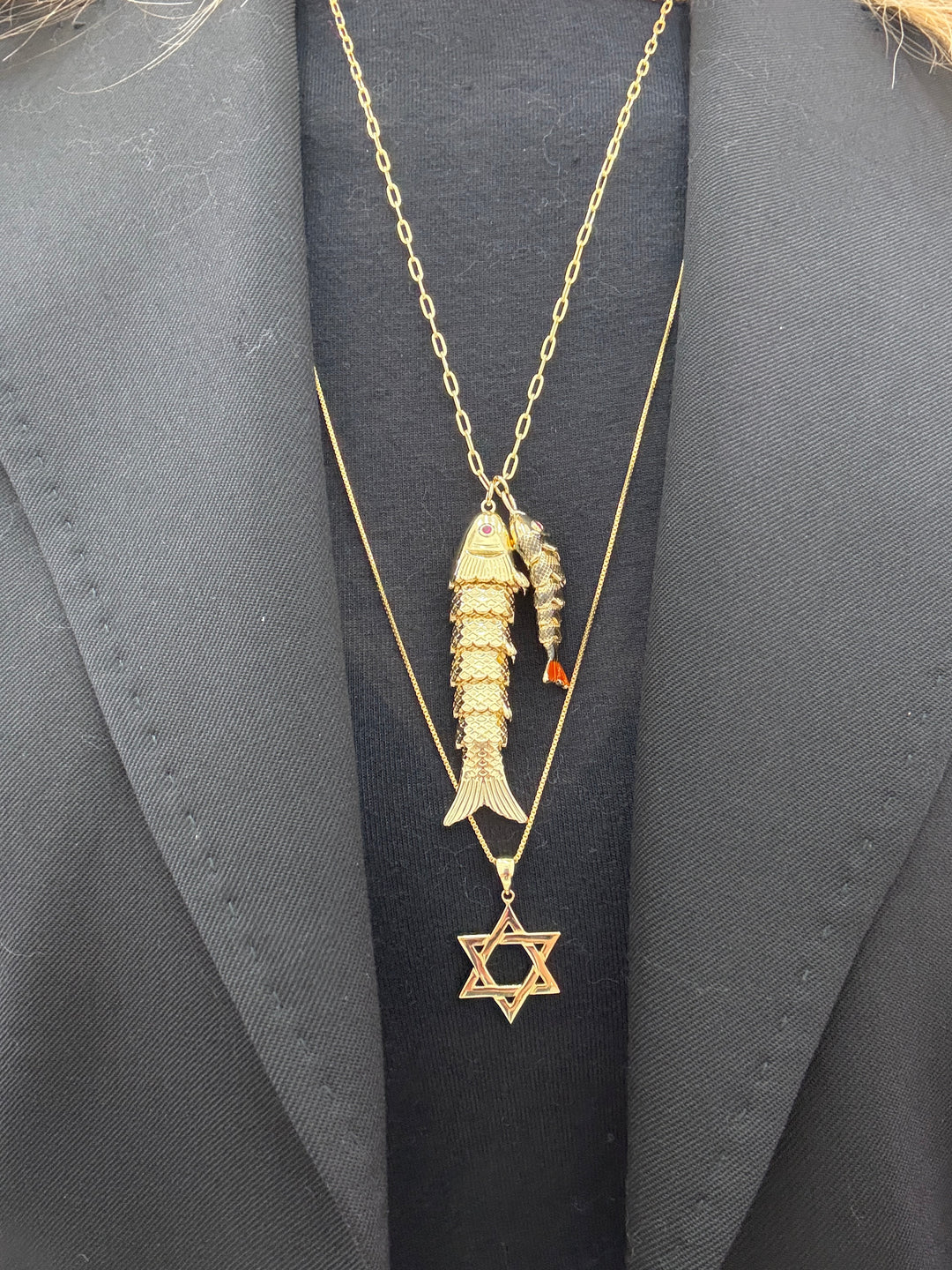 DOUBLE FISH LINK NECKLACE