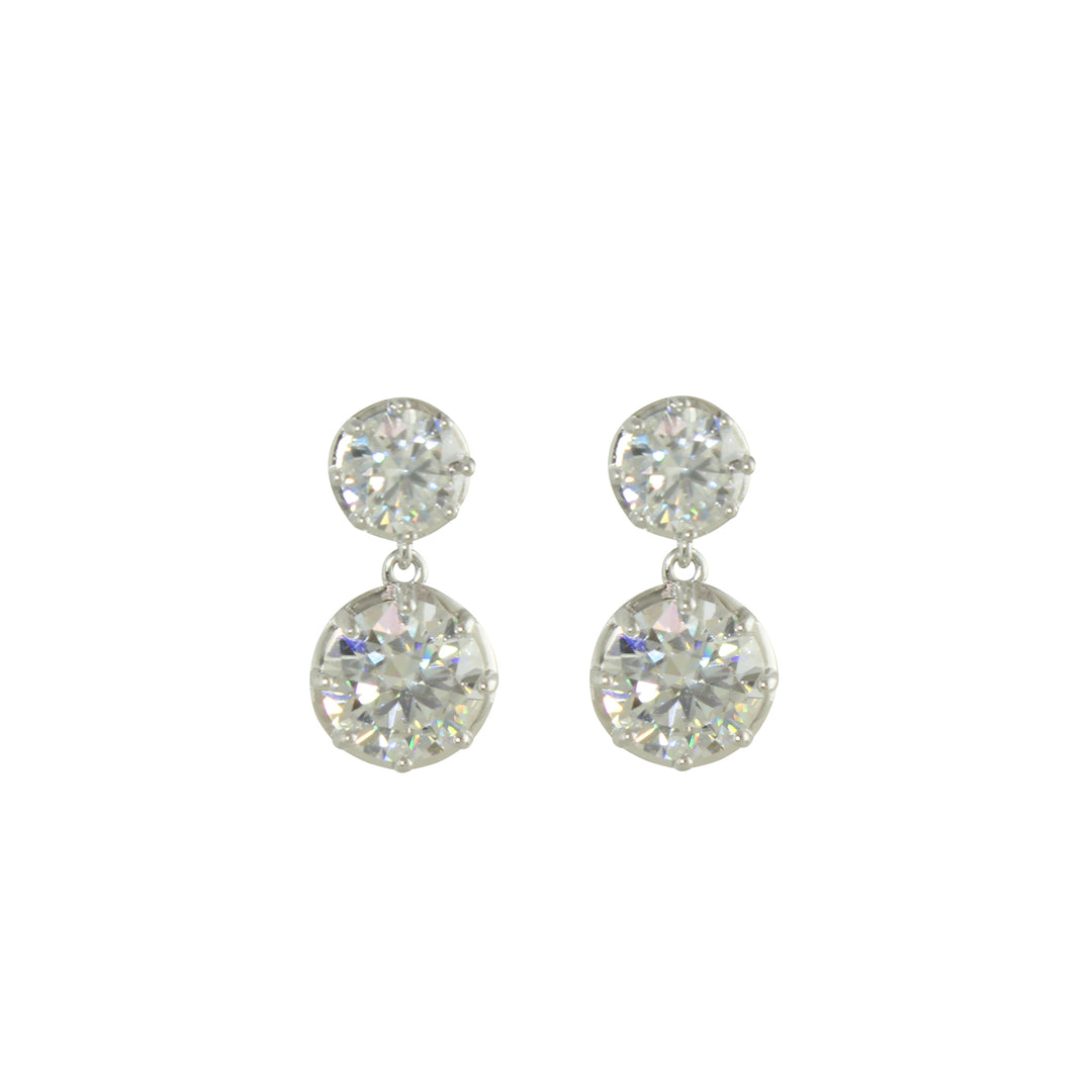 DOUBLE SOLITAIRE DROP EARRINGS