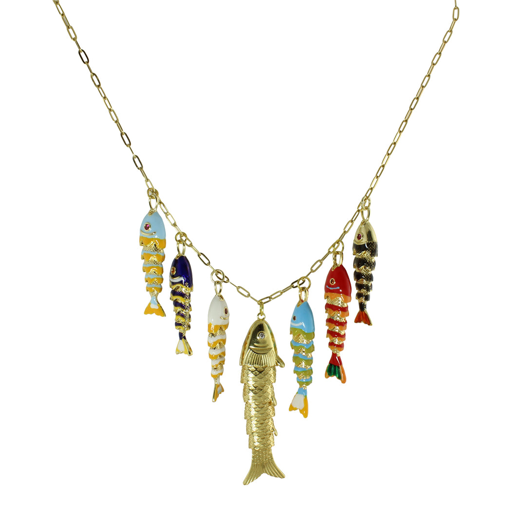 MULTI FISH LINK NECKLACE