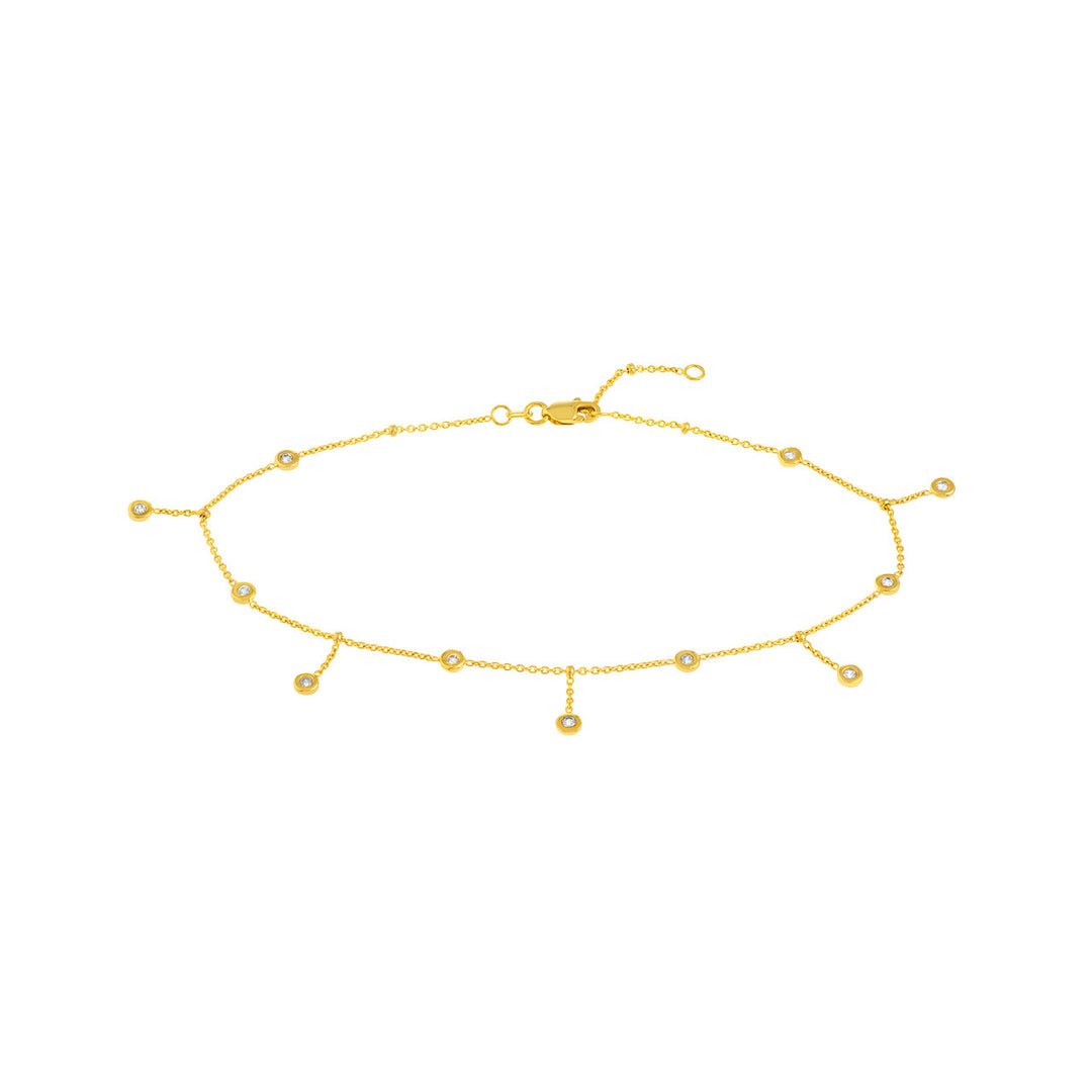 14 K diamond by the yard anklet