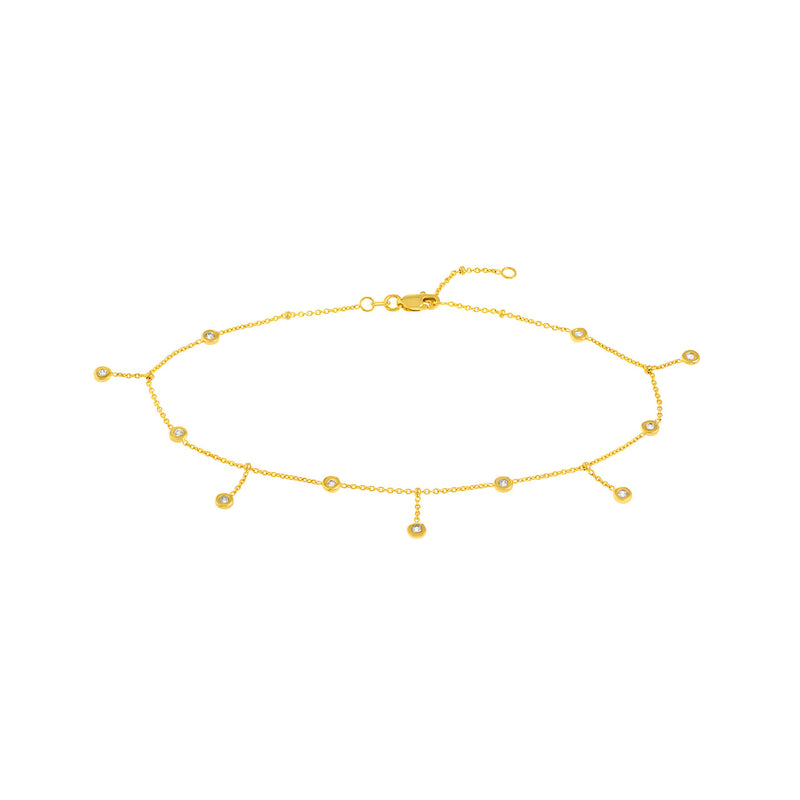 14 K diamond by the yard anklet