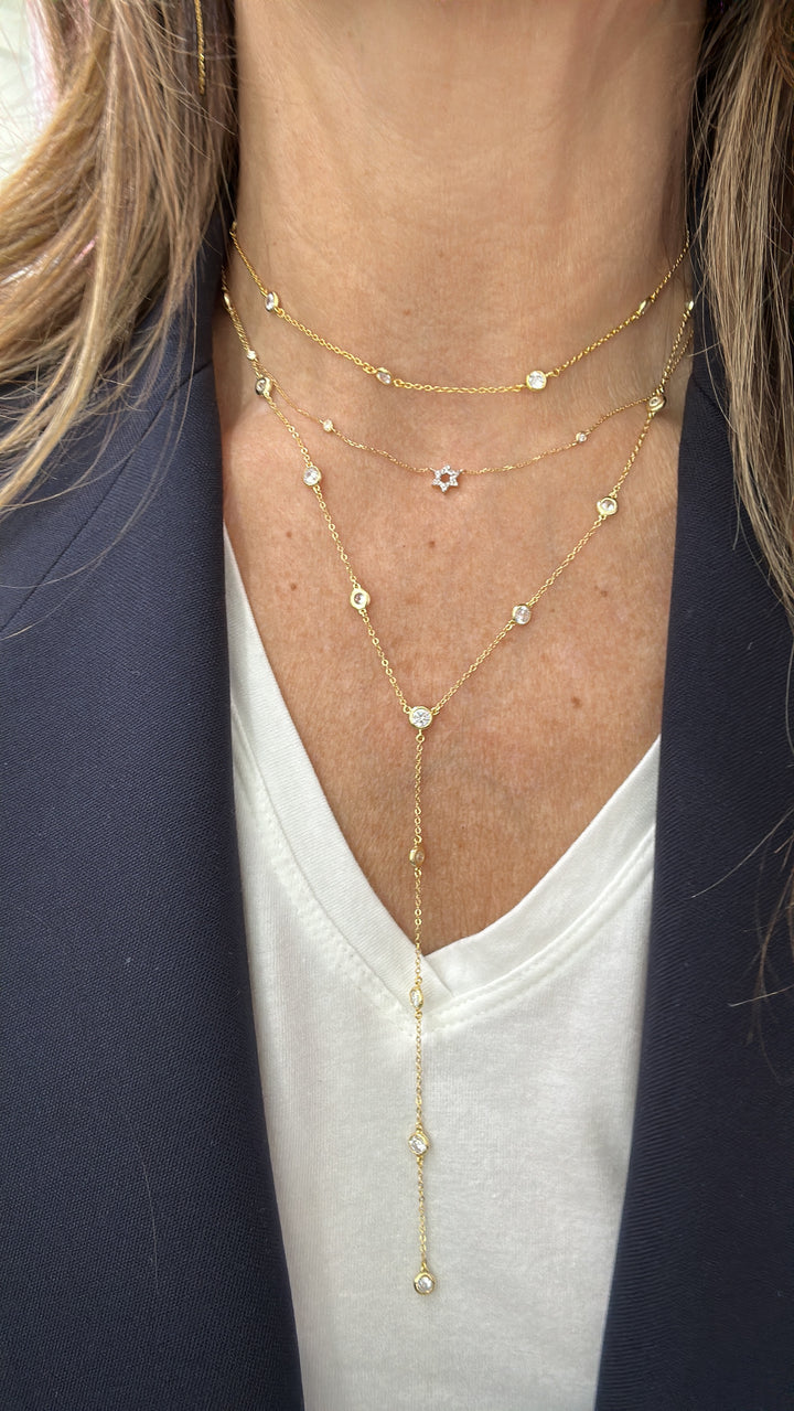 14k MINI DIAMOND STAR OF DAVID NECKLACE