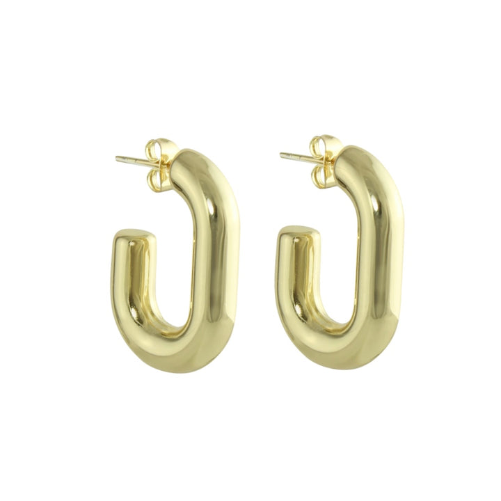 OPEN PUFFED RECTANGLE HOOP EARRINGS