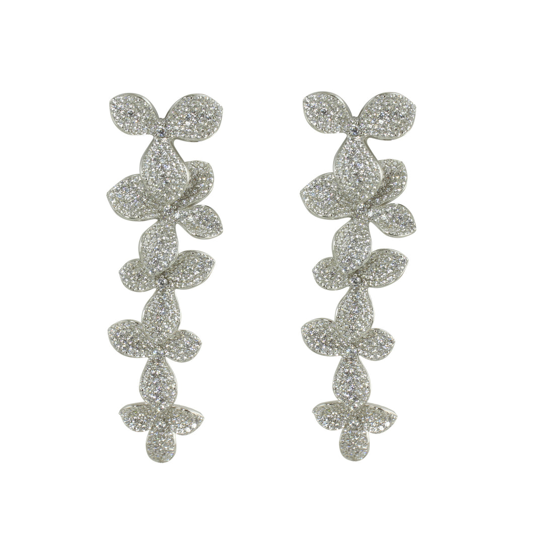 Silver flower drop earrings 
